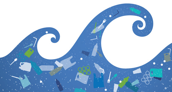 Plastic waste in water
